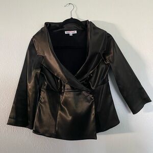 White House Black Market Black Satin Wrap Jacket